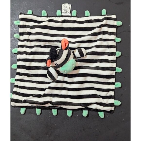 Target Oh Joy! Zebra Lovey Security Blanket Black White Stripes Green  plush toy - Picture 4 of 6